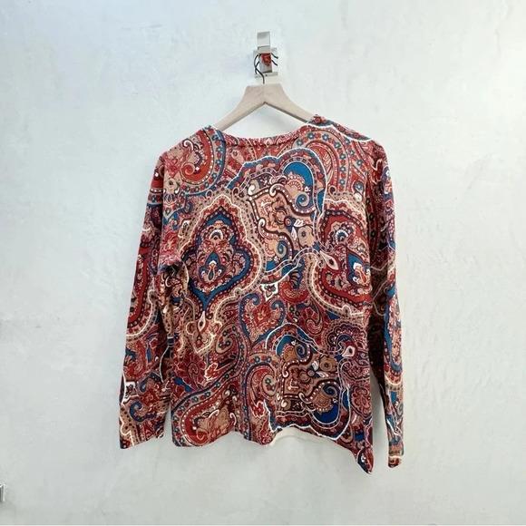Christopher Banks || Earthy Paisley Cardigan Sweater Size Medium - Picture 3 of 7
